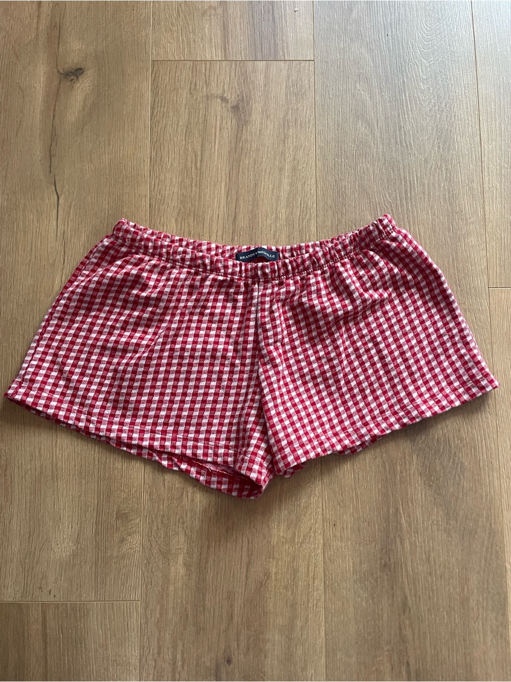 Brandy Melville Gingham plaid Red Elastic-Waist Women's Shorts
